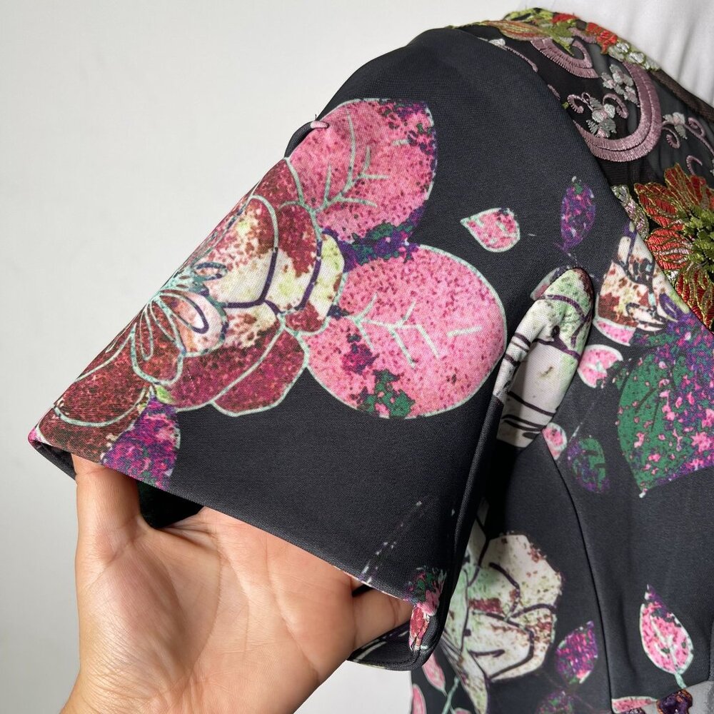 Byron Lara Women's Black Pink Short Sleeve Abstract Print Shift Dress Size 8 - Picture 9 of 10